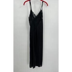 Vintage Women Slip Dress Size M Black Lace Lingerie Whimsigoth Romantic Festival